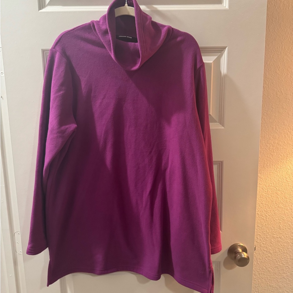 Lands End Purple Fleece Funnel Neck Tunic L
